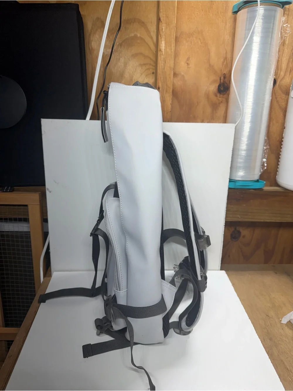 RAINS Waterproof Backpack Light Gray Removable Front Pouch Laptop Bag